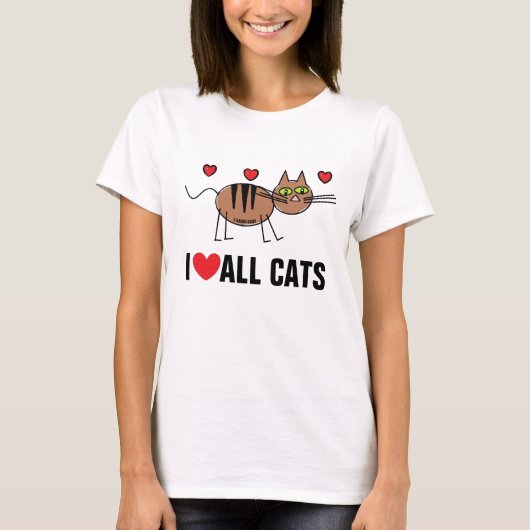 Ik hou van alle katten T Shirt (Voorkant)