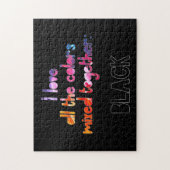 Ik hou van alle kleuren samen massief zwart legpuzzel (Verticaal)