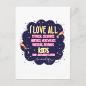 Ik hou van alle mythische wezens, vampieren, weerw briefkaart (Voorkant)