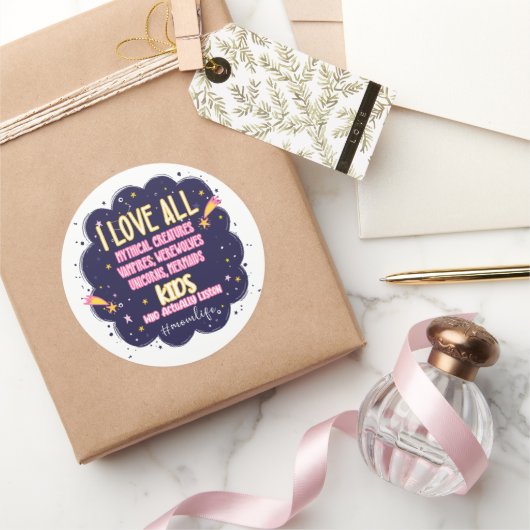 Ik hou van alle mythische wezens, vampieren, weerw ronde sticker (Geschenken)