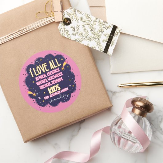 Ik hou van alle mythische wezens, vampieren, weerw ronde sticker (Geschenken)