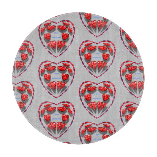 ik hou van alle rode harten in het hart , uitdrukk snijplank (Voorkant)