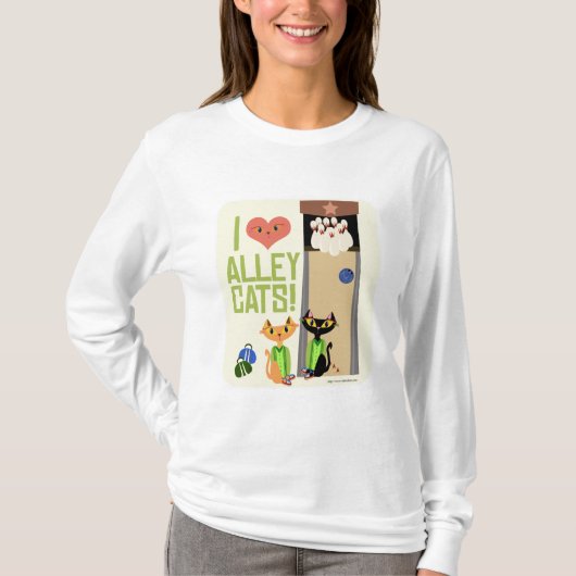 Ik hou van Alley Cats Cartoon T-shirt (Voorkant)