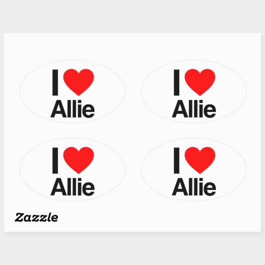 ik hou van allie ovale sticker (Vel)