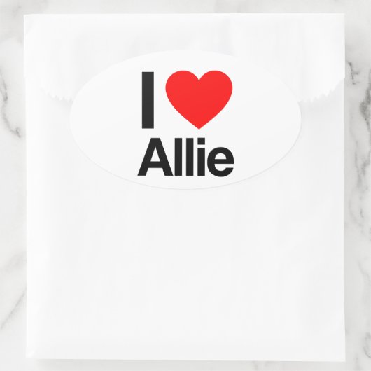 ik hou van allie ovale sticker (Tas)