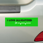 IK HOU VAN ALLIGATORS, >--,---,----- BUMPERSTICKER (Op auto)