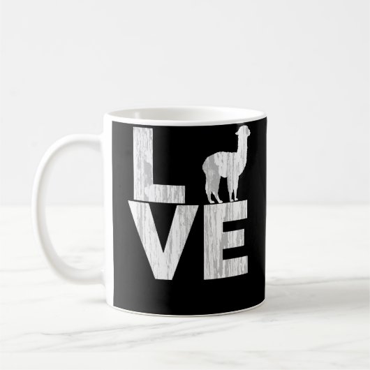 Ik hou van Alpacas Two Tone Distress Effect Koffiemok (Links)