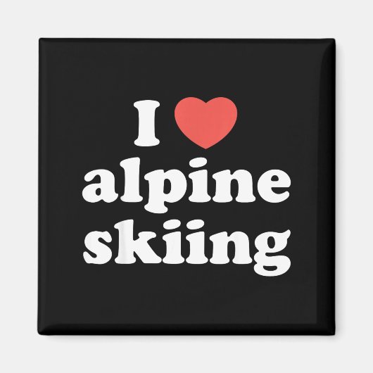 Ik hou van alpineskiën met hart  magneet (Voorkant)