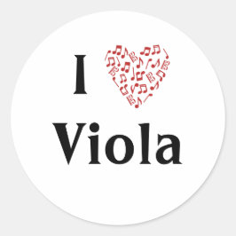 Ik hou van altvioolsleutel rode hart van muzieknot ronde sticker