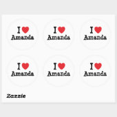 Ik hou van Amanda hart T-Shirt Ronde Sticker (Vel)