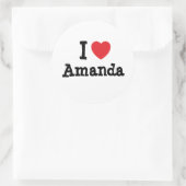 Ik hou van Amanda hart T-Shirt Ronde Sticker (Tas)