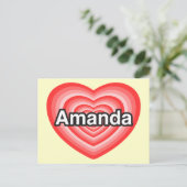 Ik hou van Amanda. Ik hou van je Amanda. Hart Briefkaart (Staand voorkant)