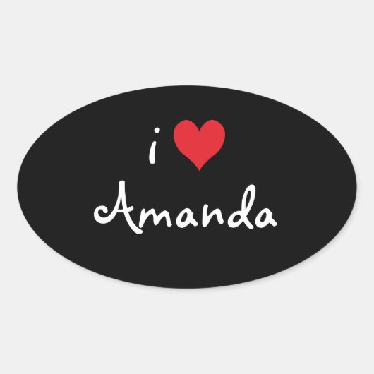 Ik hou van Amanda Ovale Sticker (Voorkant)