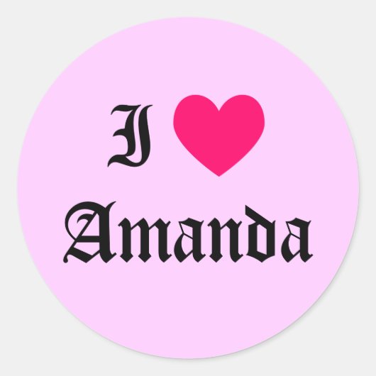 Ik hou van Amanda Ronde Sticker (Voorkant)