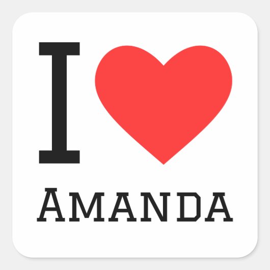 Ik hou van Amanda Vierkante Sticker (Voorkant)