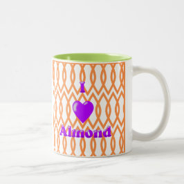 Ik hou van amandel in oranje tweekleurige koffiemok