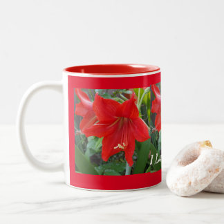 Ik hou van Amaryllis Flowers Cup Tweekleurige Koffiemok