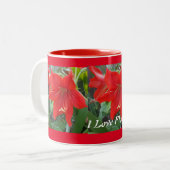 Ik hou van Amaryllis Flowers Cup Tweekleurige Koffiemok (Voorkant links)