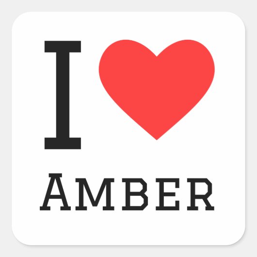 Ik hou van amber vierkante sticker (Voorkant)