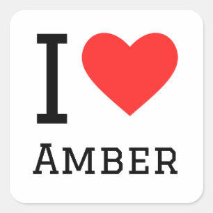 Ik hou van amber vierkante sticker