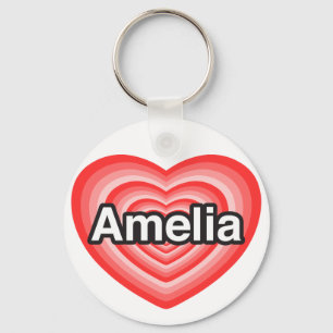 Ik hou van Amelia. Ik hou van je Amelia. Hart Sleutelhanger