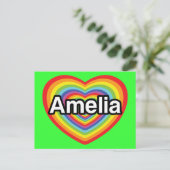 Ik hou van Amelia, regenbooghart Briefkaart (Staand voorkant)