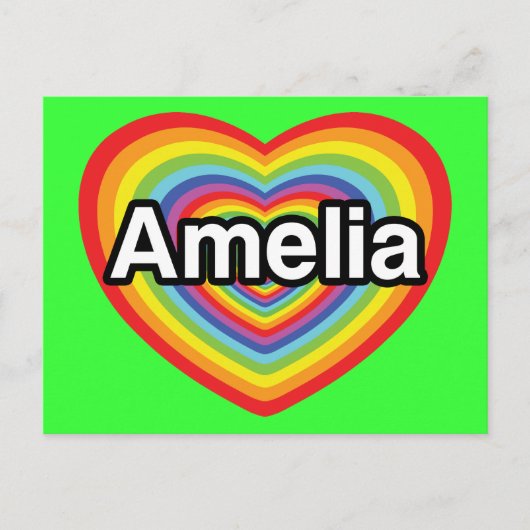 Ik hou van Amelia, regenbooghart Briefkaart (Voorkant)