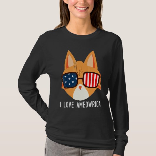Ik hou van Ameowrica American Oranje Tabby Cat Pet T-shirt (Voorkant)