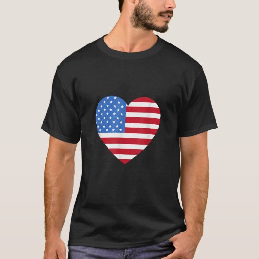 Ik hou van America Love Flag hart 4 juli T-shirt (Voorkant)