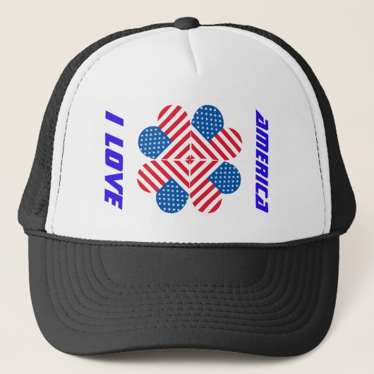 Ik hou van Amerika als vlag Trucker Hat Trucker Pet (Voorkant)