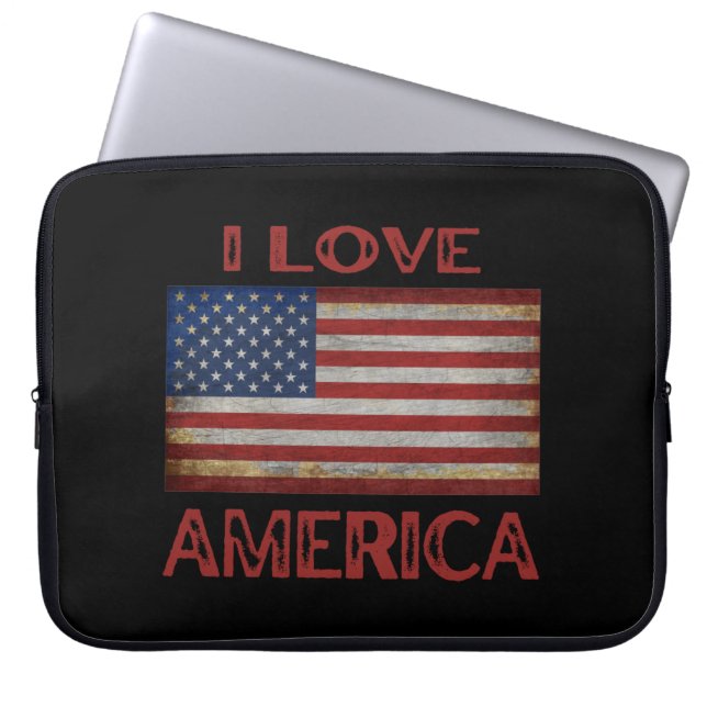 IK HOU VAN AMERIKA, AMERIKAANSE VLAG LAPTOP SLEEVE (Voorkant)