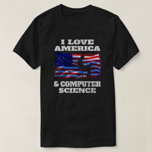Ik hou van Amerika en computerwetenschap T-shirt (Design voorkant)