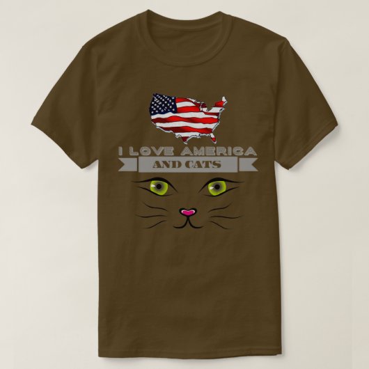 Ik hou van Amerika en katten 4 juli T-shirt (Design voorkant)