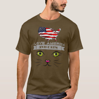 Ik hou van Amerika en katten 4 juli T-shirt