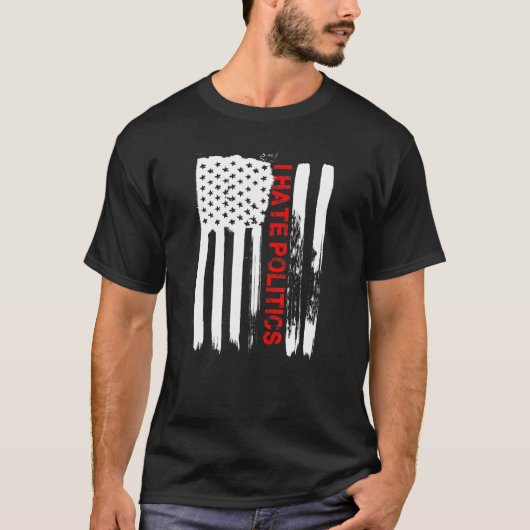 Ik hou van Amerika Ik haat politiek Grappig VS vla T-shirt (Voorkant)