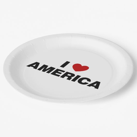 Ik hou van Amerika Papieren Bordje (Gekanteld)