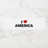Ik hou van Amerika Waterfles Etiket (Enkel label)