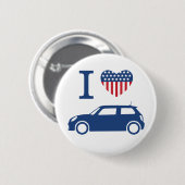 Ik hou van Amerikaanse mini Coopers - Blauw - F56- Ronde Button 5,7 Cm (Voorkant /achterkant)