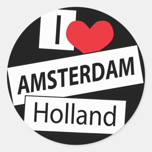 Ik hou van Amsterdam Holland Ronde Sticker (Voorkant)