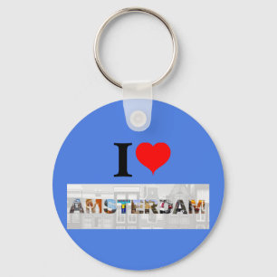 Ik hou van Amsterdam Nederland Heart Travel Foto's Sleutelhanger