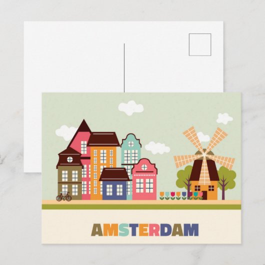 Ik hou van Amsterdam Reis Nederland Briefkaart (Voorkant / Achterkant)