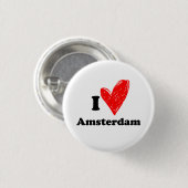 Ik hou van Amsterdam Ronde Button 3,2 Cm (Voorkant /achterkant)