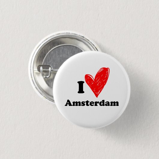 Ik hou van Amsterdam Ronde Button 3,2 Cm (Voorkant /achterkant)