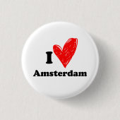Ik hou van Amsterdam Ronde Button 3,2 Cm (Voorkant)