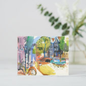 Ik hou van Amsterdam! Waterverf Feestdagenkaart (Staand voorkant)