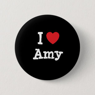 Ik hou van Amy hart T-Shirt Ronde Button 5,7 Cm