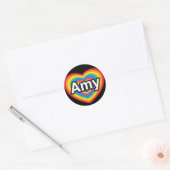 Ik hou van Amy. Ik hou van je Amy. Hart Ronde Sticker (Envelop)