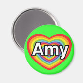 Ik hou van Amy, regenbooghart Magneet (Voorkant / Achterkant)
