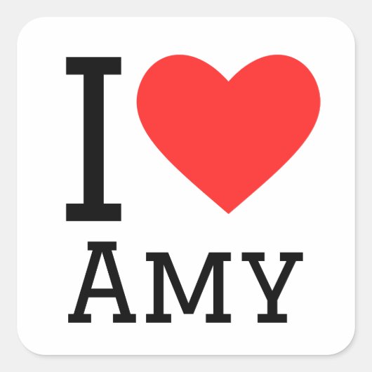 Ik hou van Amy Vierkante Sticker (Voorkant)