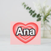 Ik hou van Ana. Ik hou van je Ana. Hart Briefkaart (Staand voorkant)